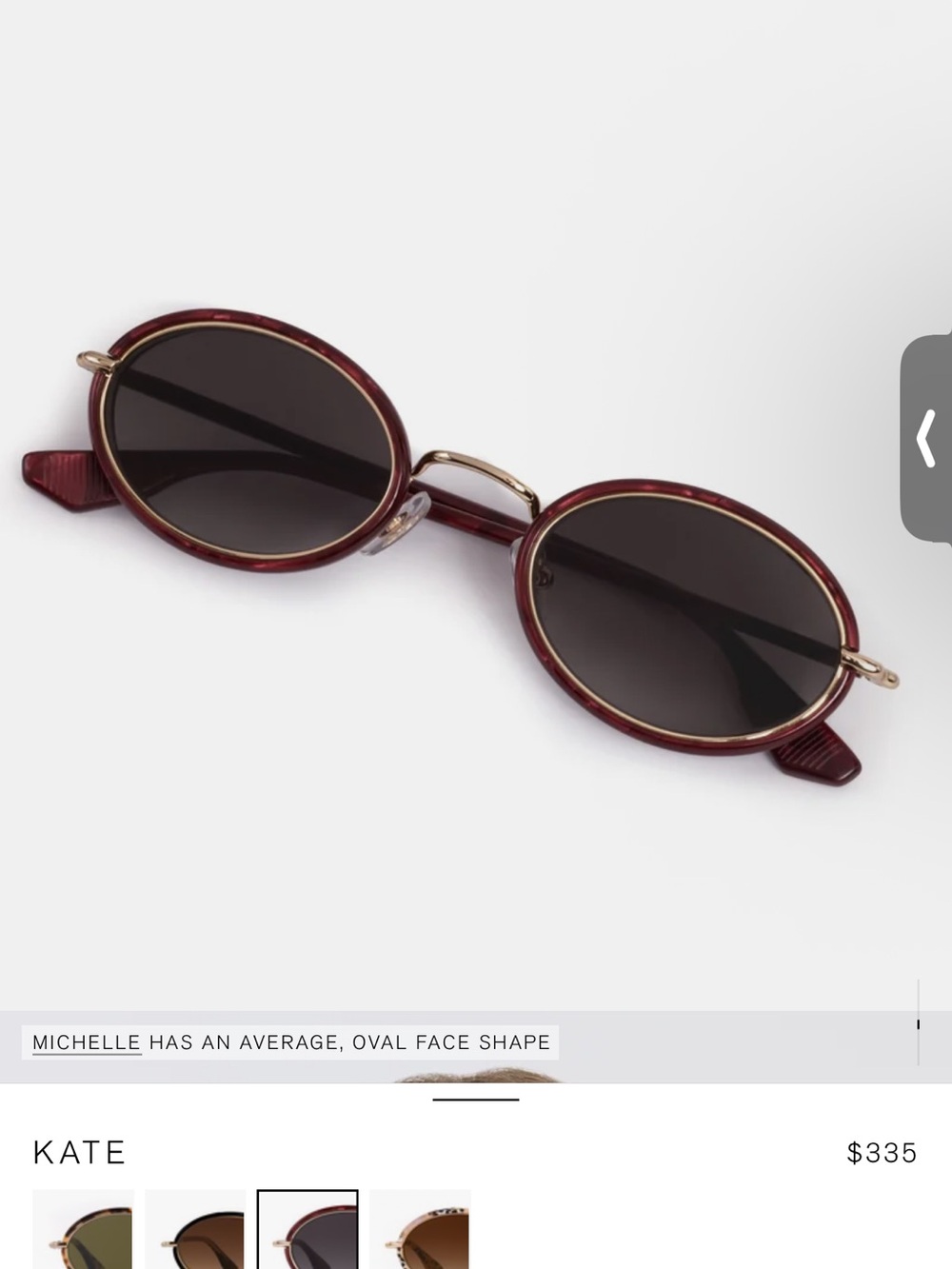 KREWE “KATE” Oval Sunglasses in Bordeaux with Dark Lenses